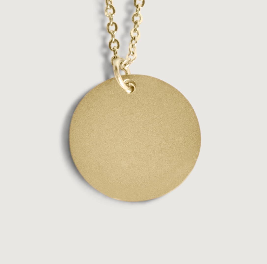 Gold Engravable Round Tag Pendant