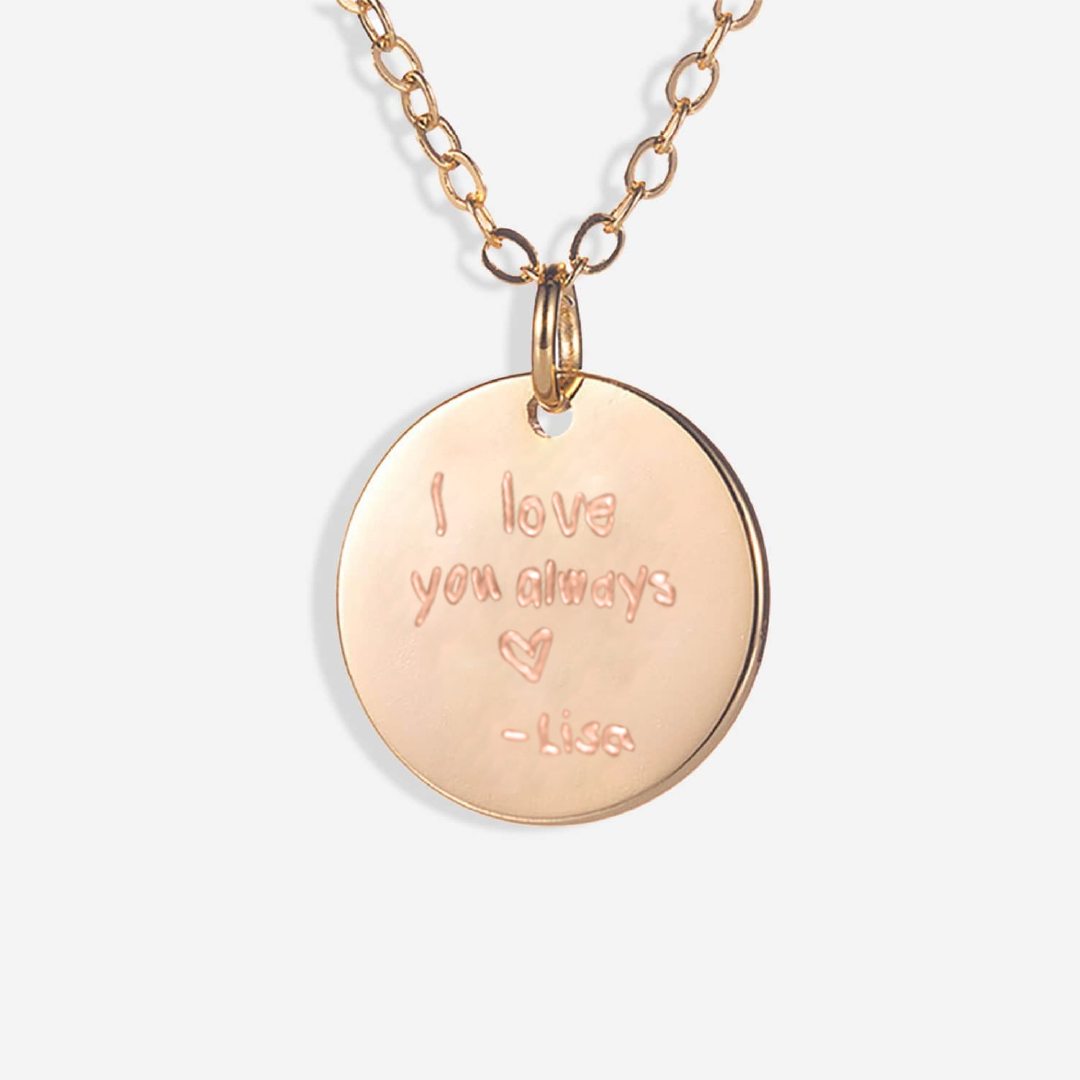 Gold Engravable Round Tag Pendant