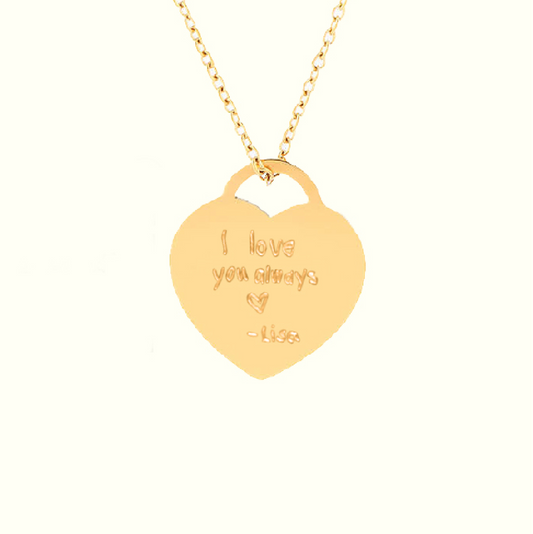 Gold Engravable Heart Tag Pendant