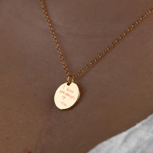 Gold Engravable Round Tag Pendant