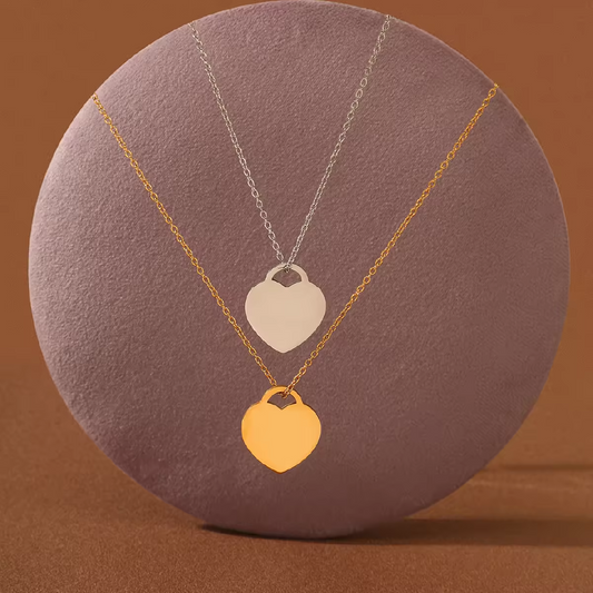 Gold Engravable Heart Tag Pendant